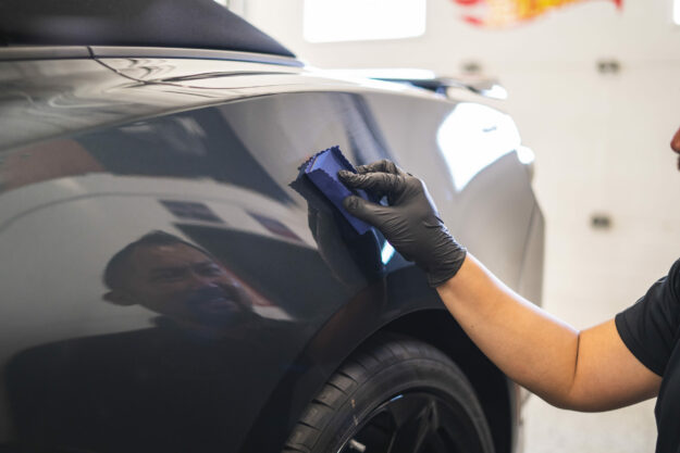 Edmonton Luxury Auto Salon installing Gyeon Ceramic Coating on a Camaro